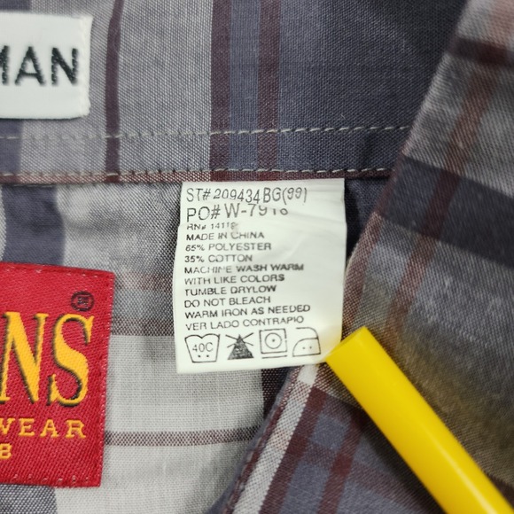 Plains Western Wear Shirt MENS 2X Plaid Big Man Short Sleeve Pearl Snap Buttons - Picture 7 of 11